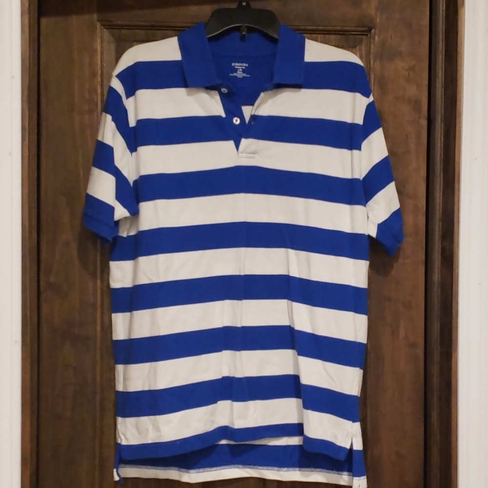Blue and white polo shirt